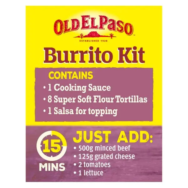 Old El Paso Burrito Kit Bean & Chilli Mild 620g (Case of 6)