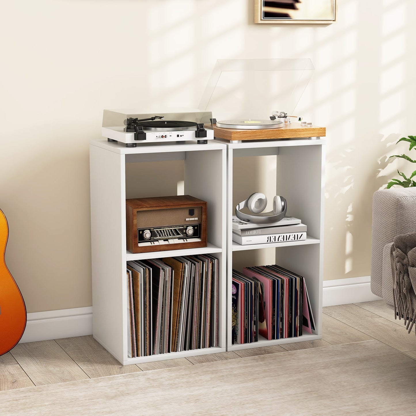 Open Back 2-tier Bookshelf with Anti-toppling Kit-White