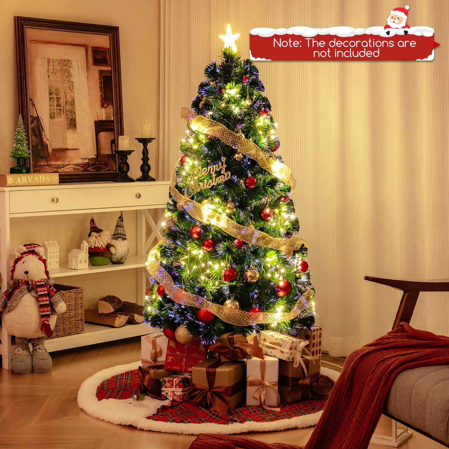 Optical Fiber Christmas Tree Pre-Lit Artificial Xmas Tree-1.2M