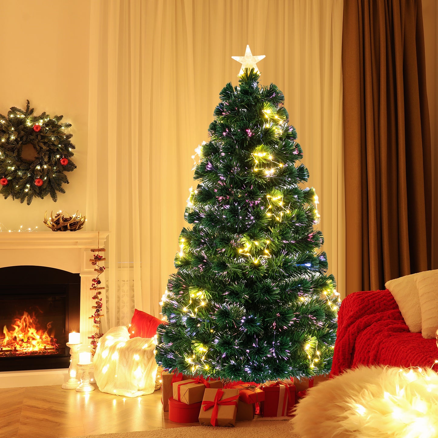 Optical Fiber Christmas Tree Pre-Lit Artificial Xmas Tree-1.2M