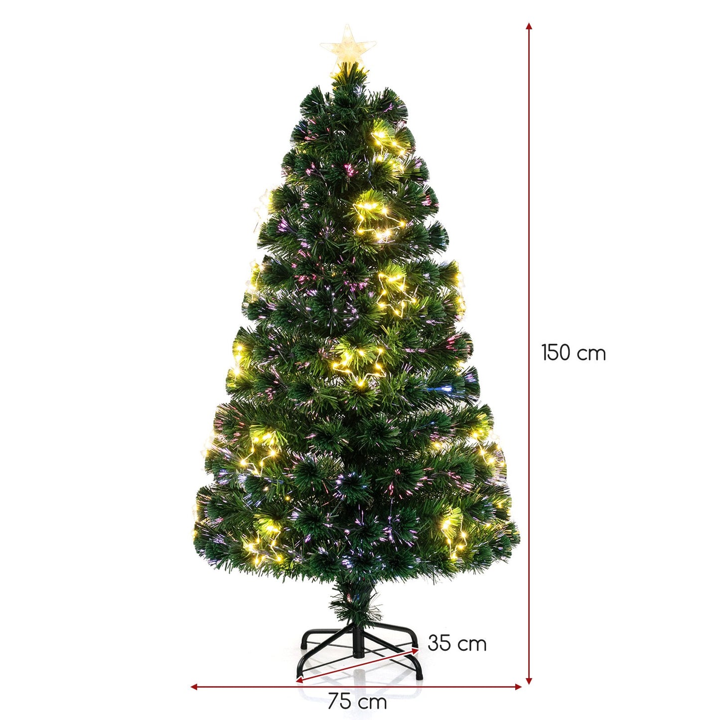 Optical Fiber Christmas Tree Pre-Lit Artificial Xmas Tree-1.2M