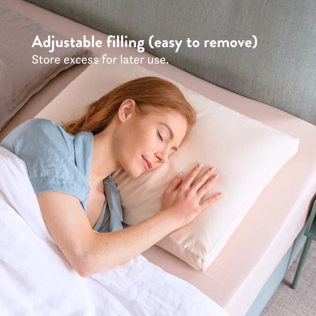 Buckwheat Pillow – Adjustable Natural Hull Pillow with Cotton Cover