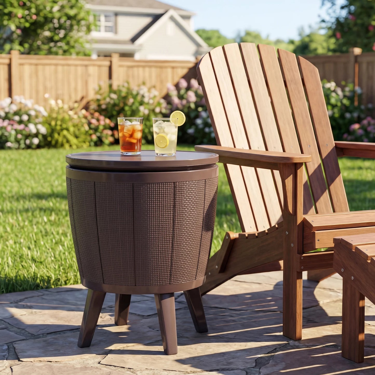 Outdoor Cool Cocktail Bar Table 38L Beer and Wine Cooler with Lift-Top-Black