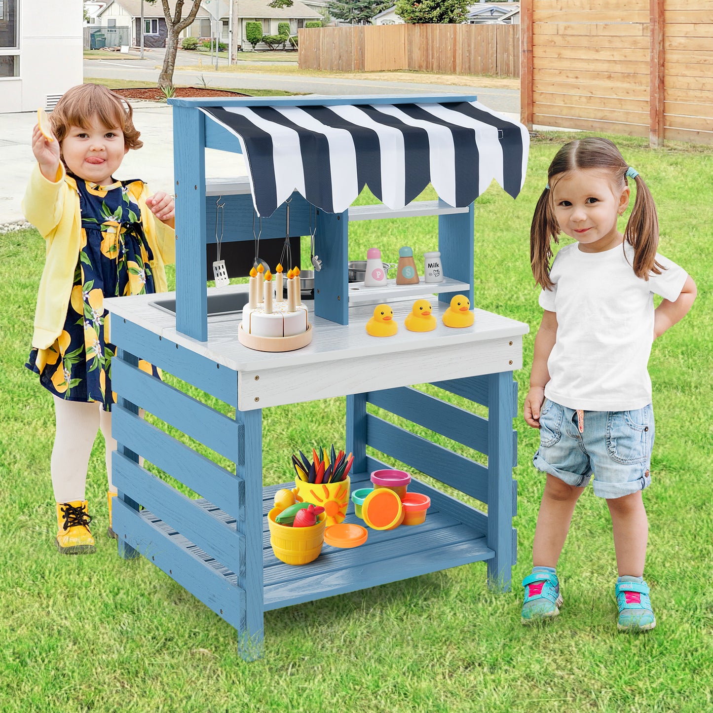 Outdoor Double-Sided Mud Kitchen for Kids