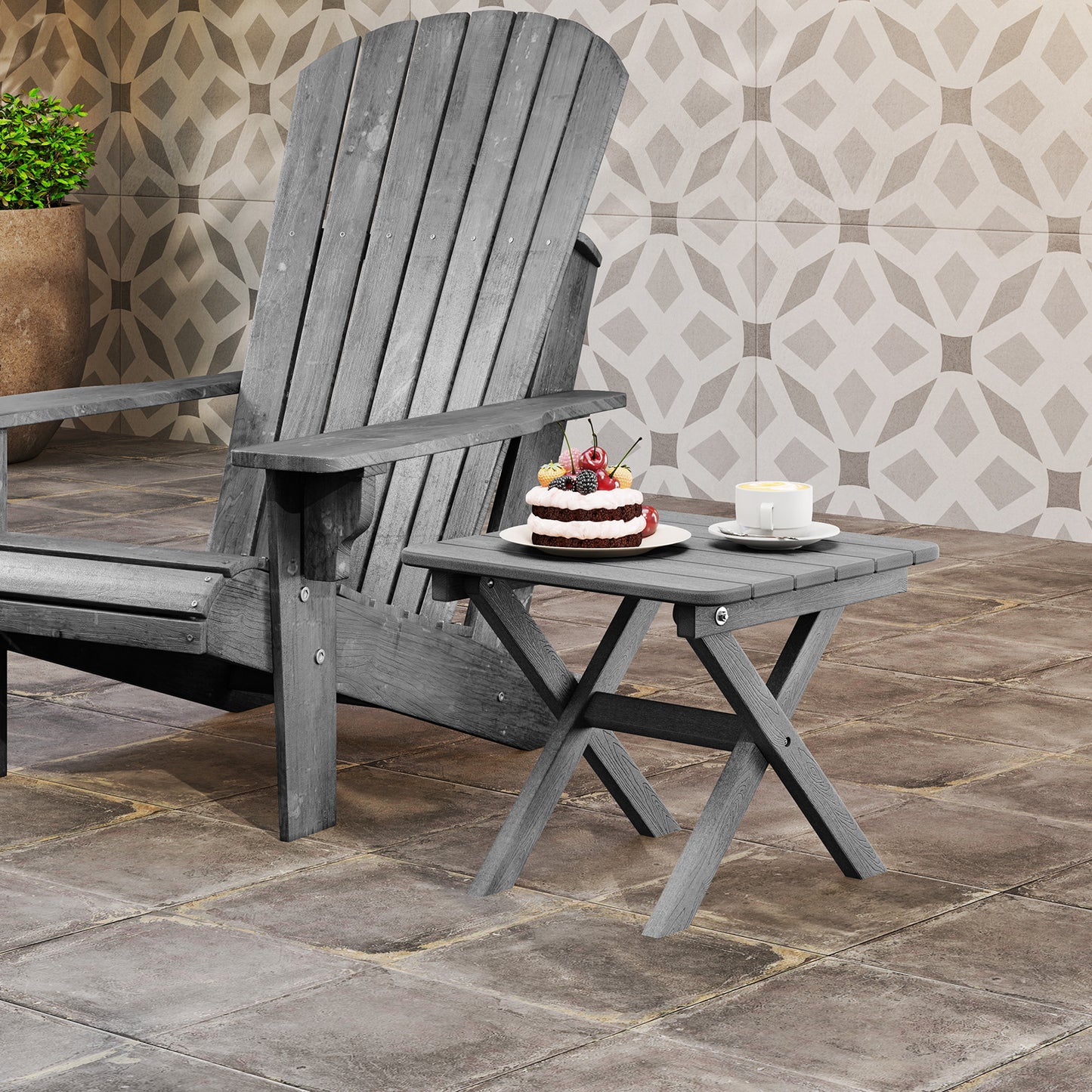 Outdoor Folding Side Table-Black