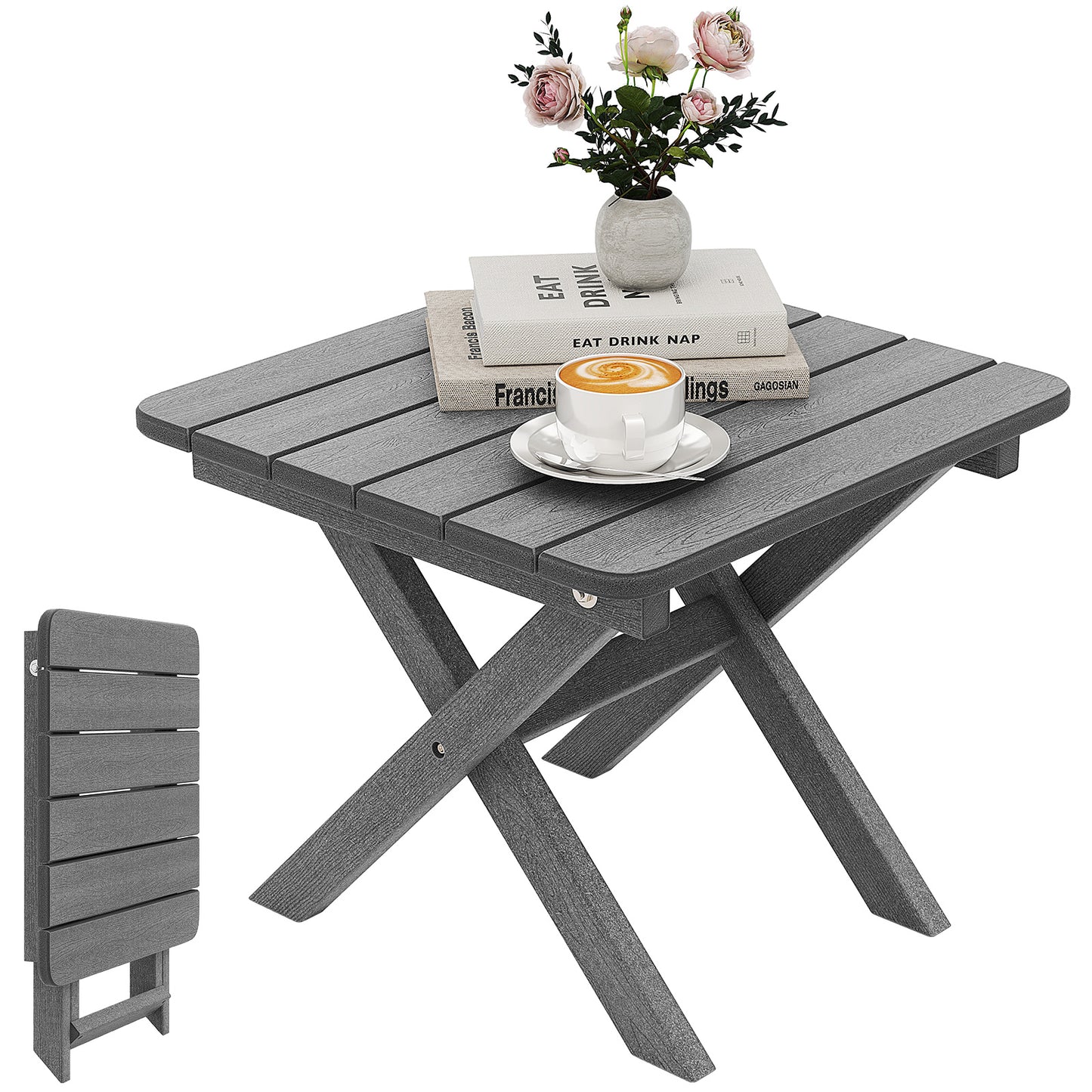 Outdoor Folding Side Table-Black