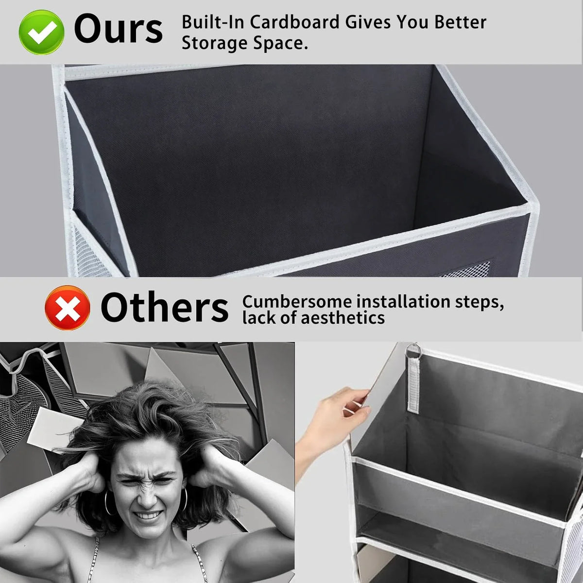 Over the Door Storage Organiser with 5 Shelves, Hanging Door Organizer Bedroom