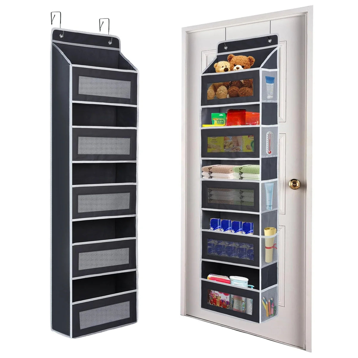 Over the Door Storage Organiser with 5 Shelves, Hanging Door Organizer Bedroom