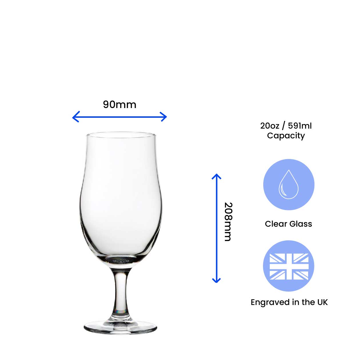 Engraved Mothers Day Draft Stemmed Beer Glass, Gift Boxed