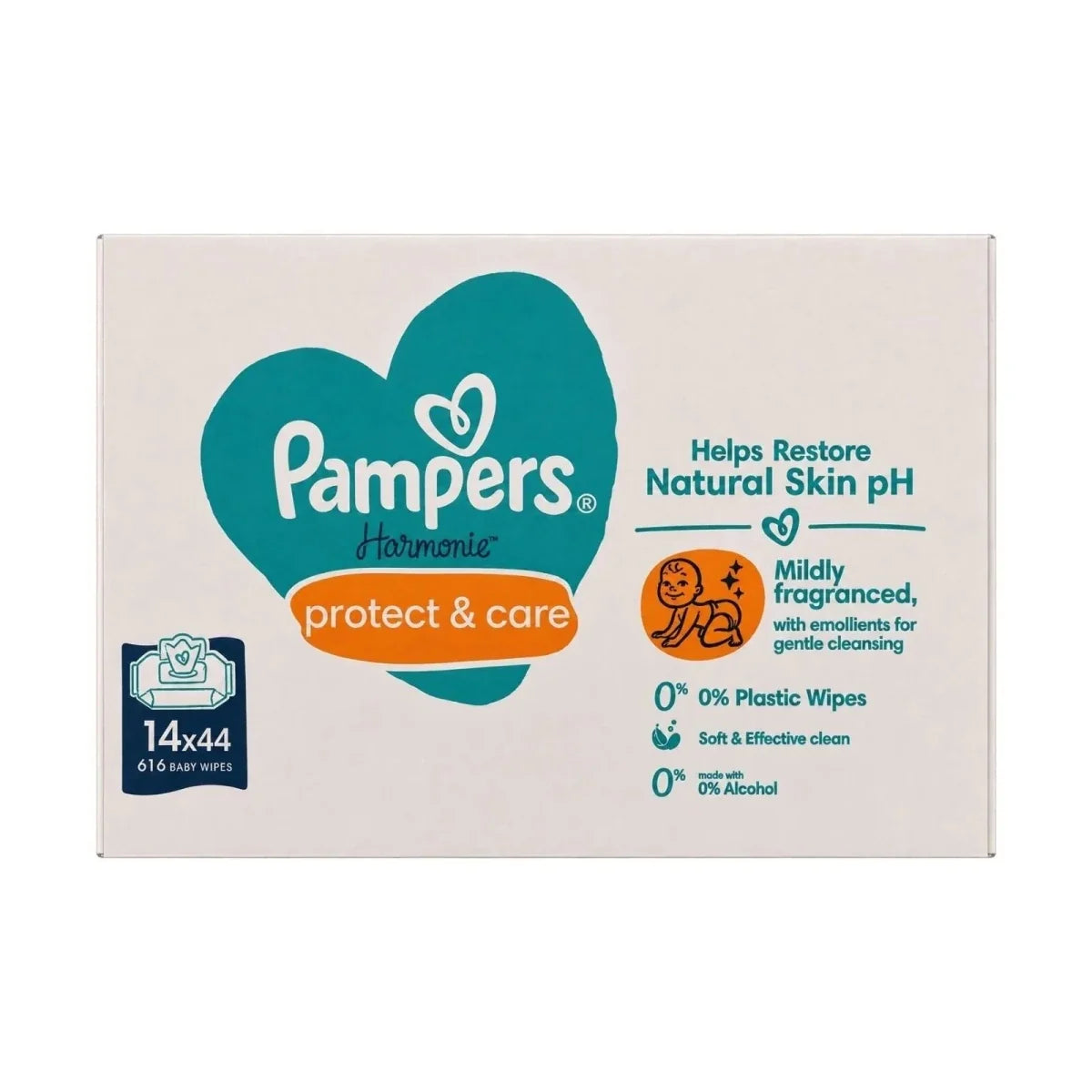 Pampers Harmonie New Baby Wipes Plastic Free Baby Wipes 44x14 pcs