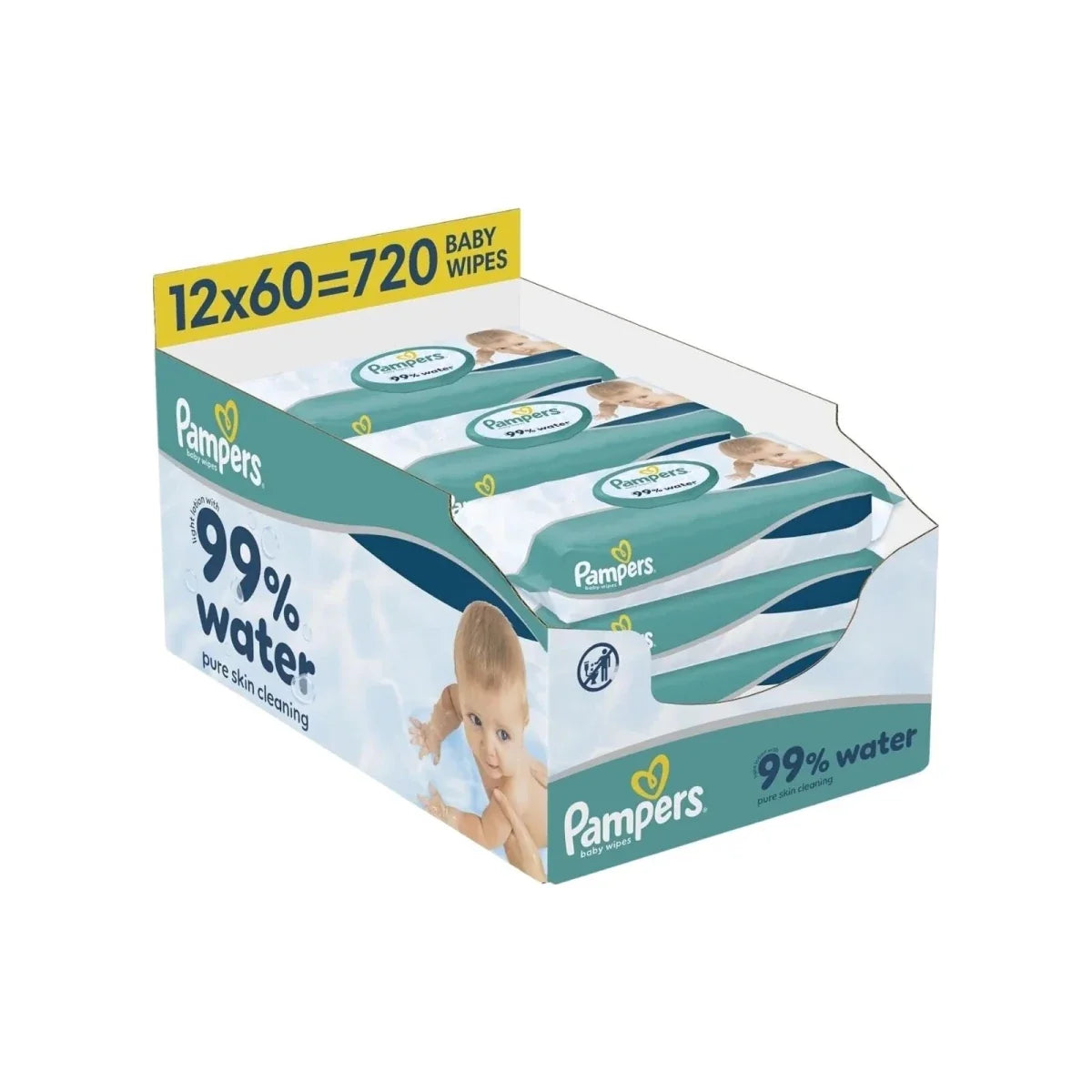Pampers 99% Water Plastic Free Baby Wipes 12x60 pcs