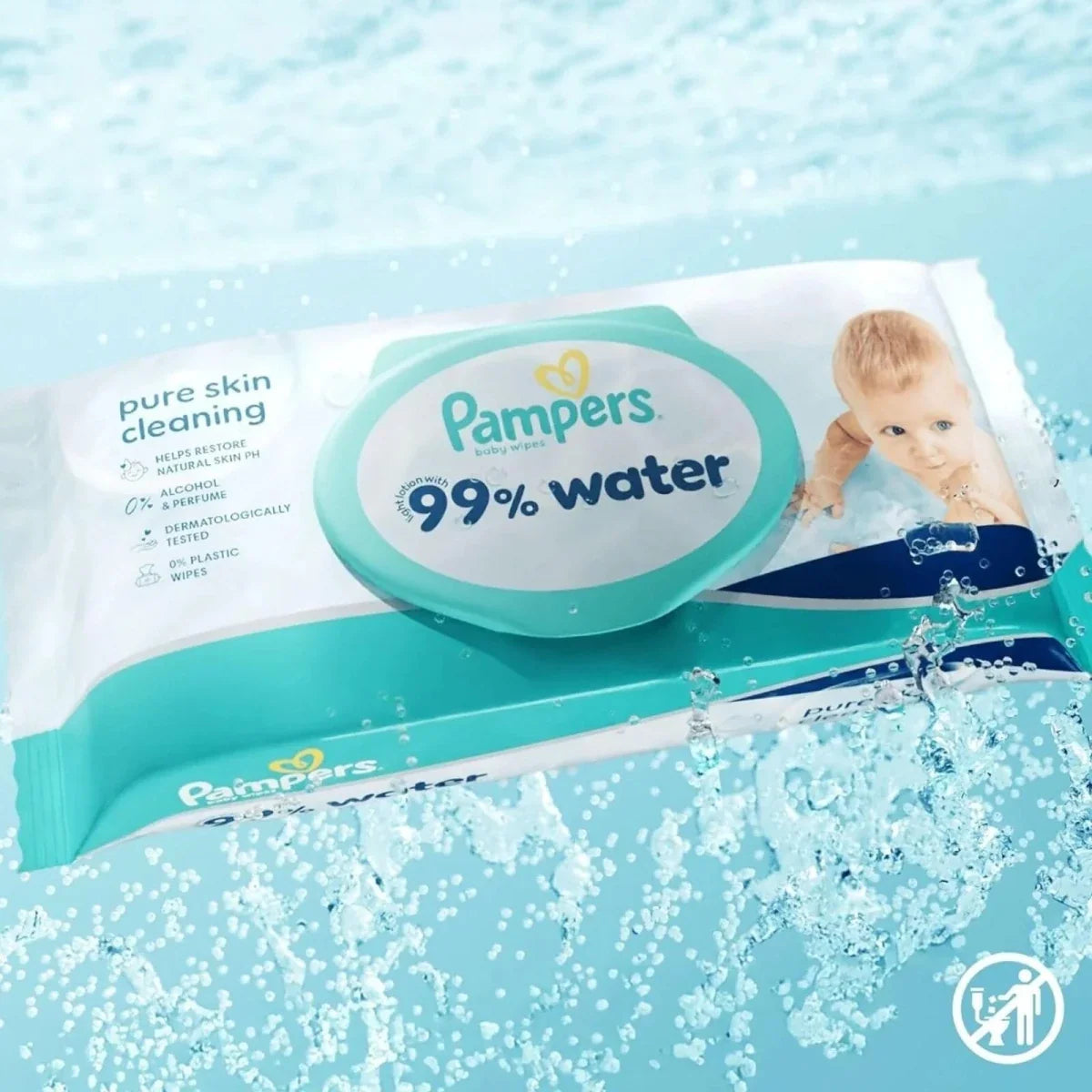 Pampers 99% Water Plastic Free Baby Wipes 12x60 pcs