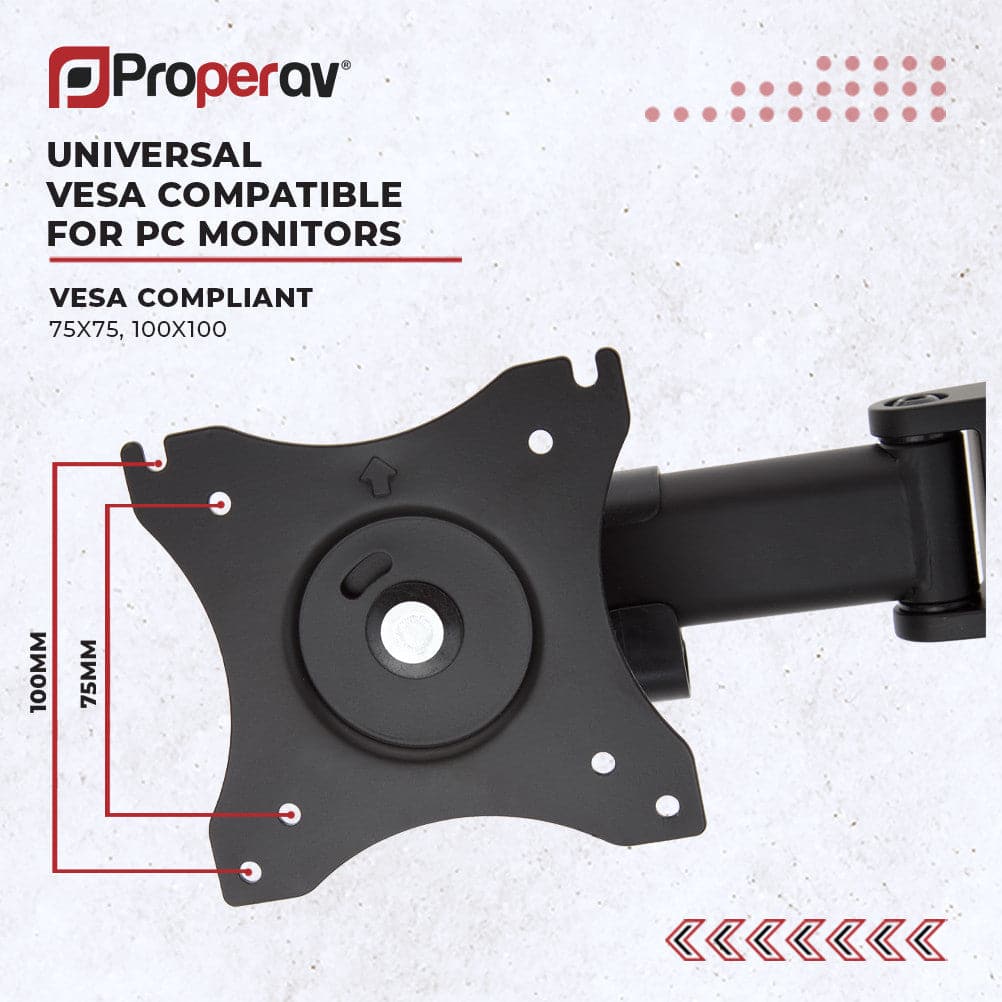 ProperAV Desk Monitor Mount 17" - 32" Dual Articulated Swing Arm VESA Max 100x100