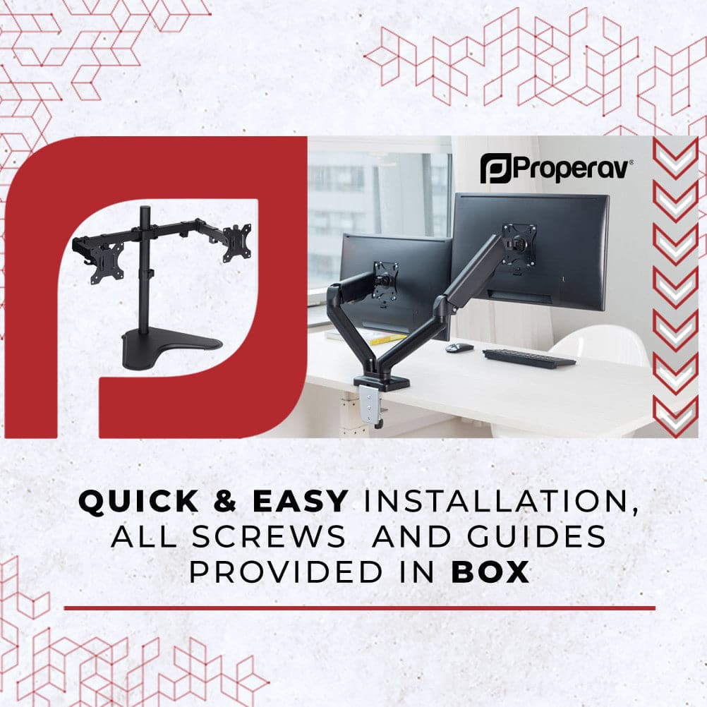 ProperAV Desk Monitor Stand 17" - 34" Freestanding Base VESA Max 100x100
