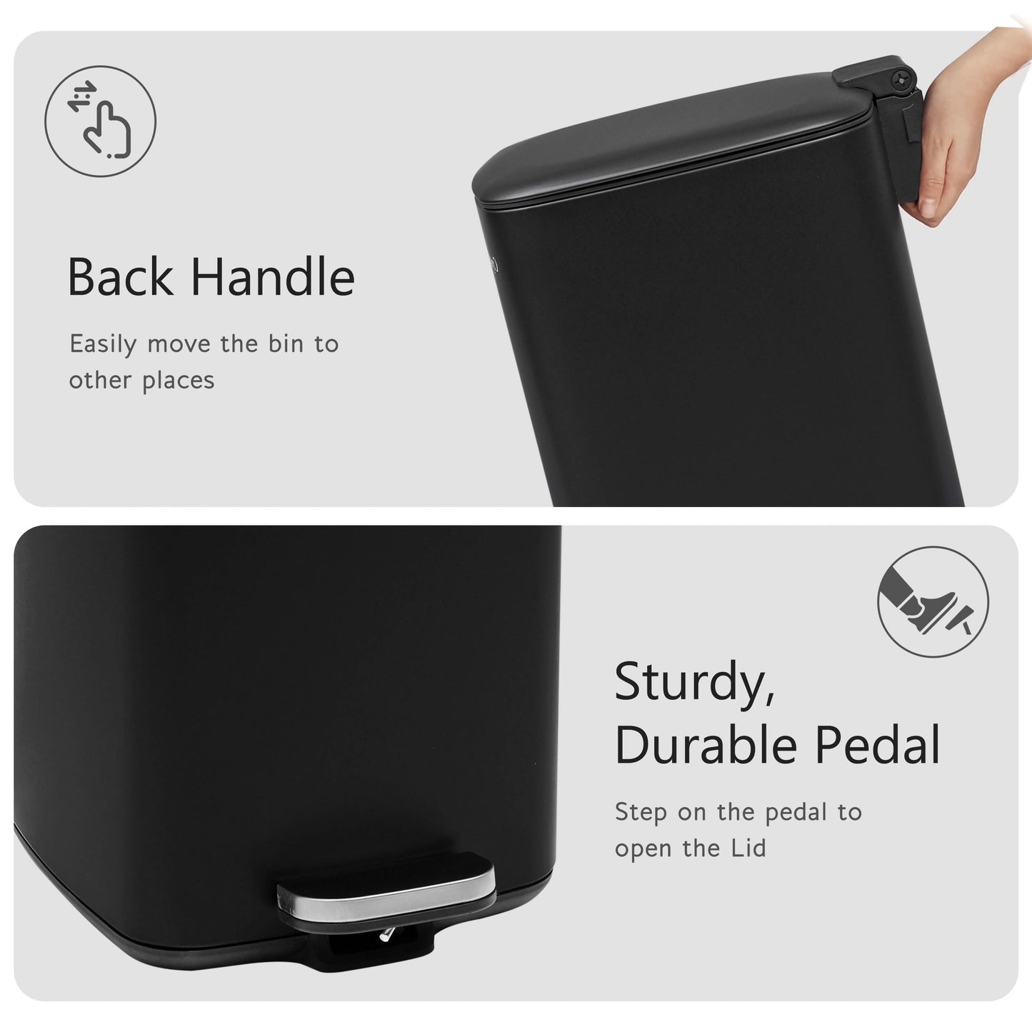 30L Stainless Steel Pedal Bin - Black