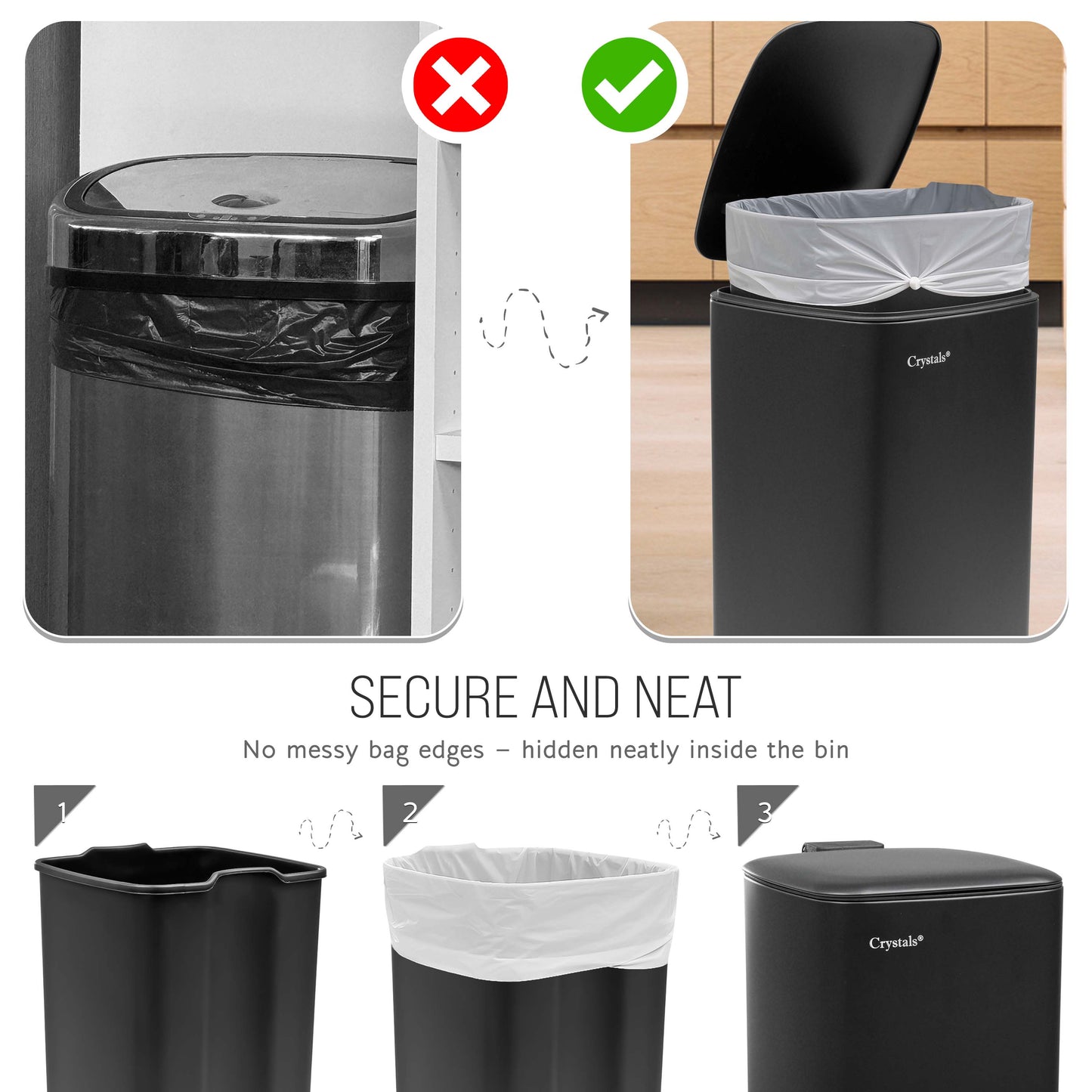 30L Stainless Steel Pedal Bin - Black