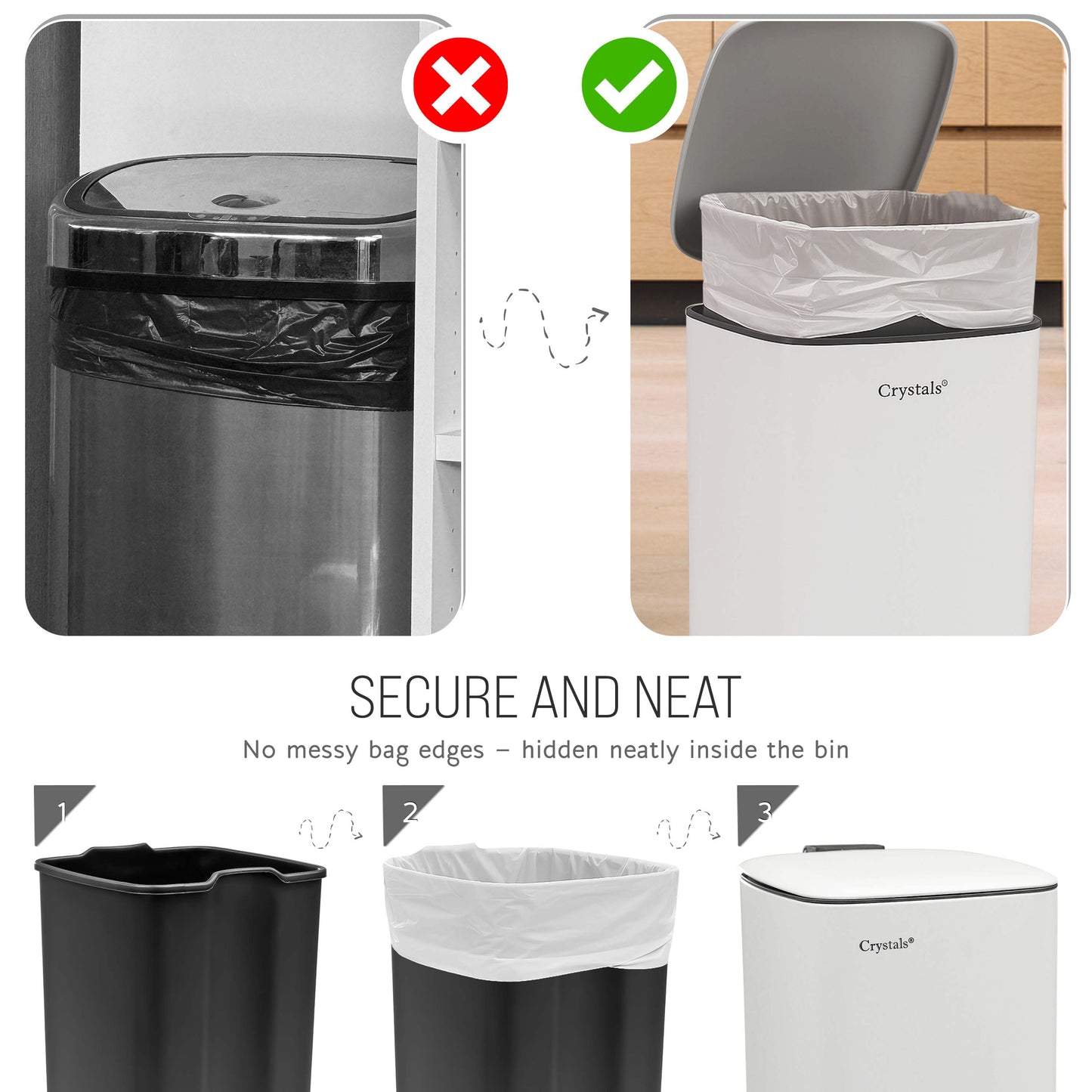 30L Stainless Steel Pedal Bin - White