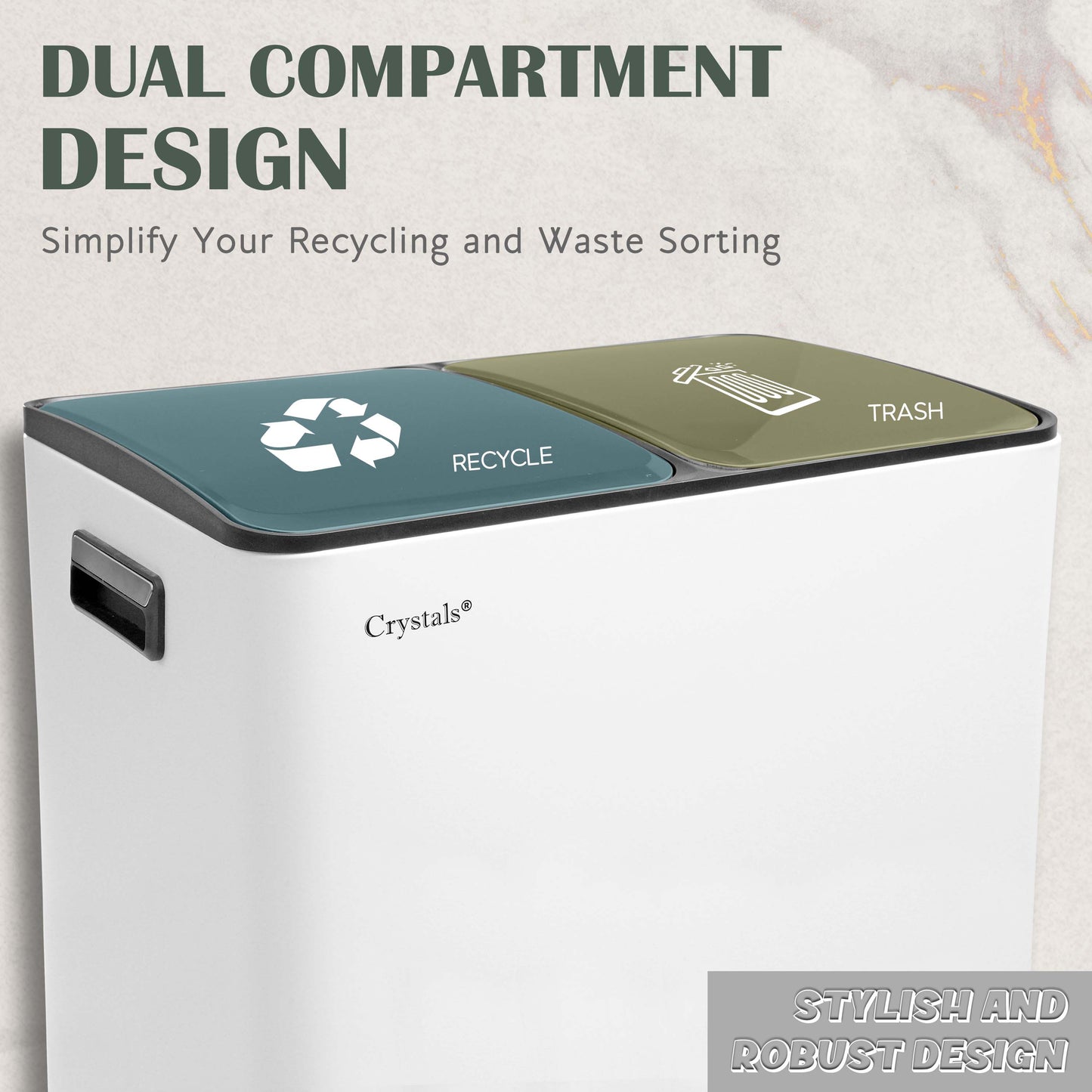 60L Dual Compartment Pedal Bin - White