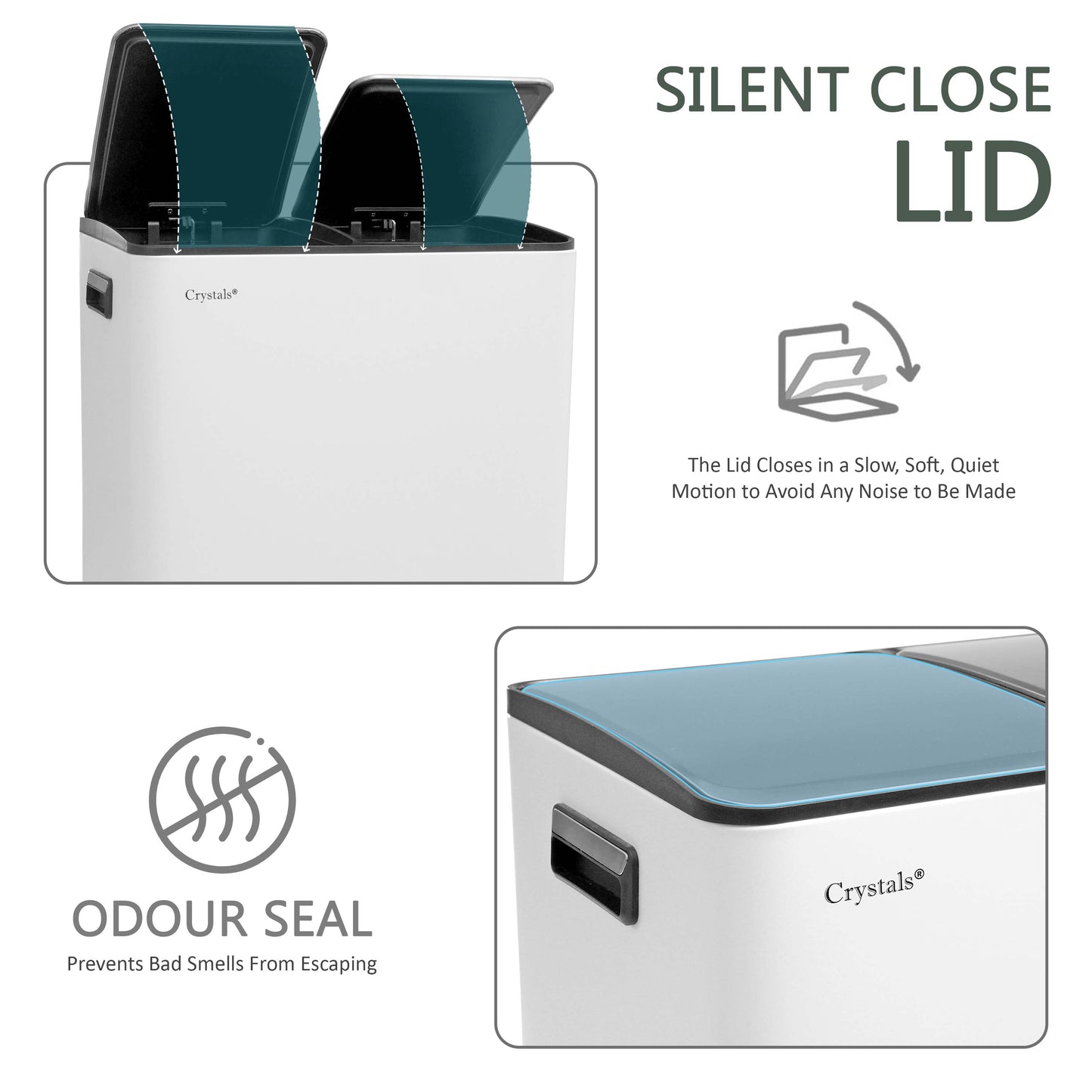 60L Dual Compartment Pedal Bin - White