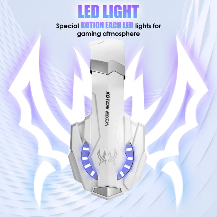KOTION EACH G9000 3.5mm Gaming Headset with Microphone LED Light,Cable Length: About 2.2m(White)