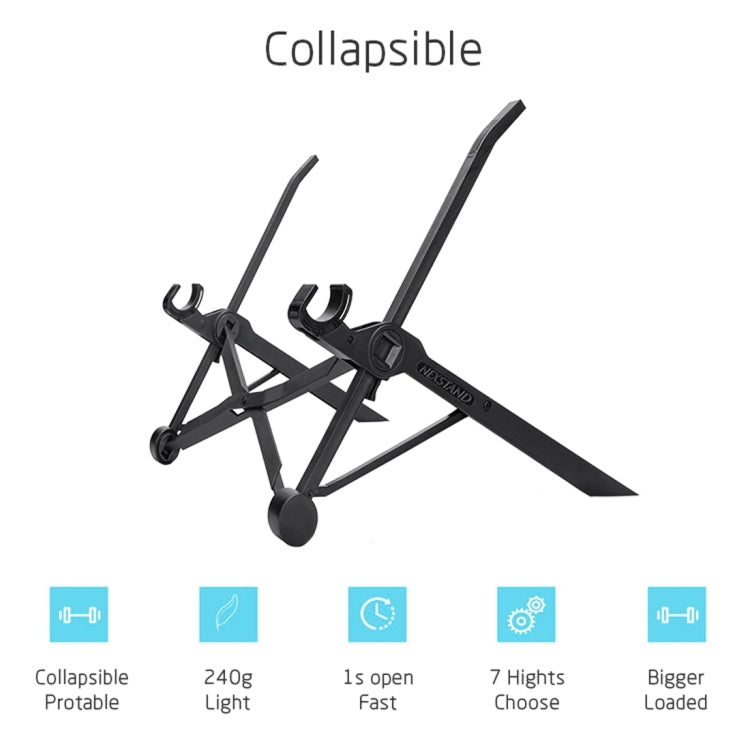 NEXSTAND Portable Adjustable Foldable Desk Holder Stand for Laptop / Notebook, Suitable for: More than 11.6 inch(Black)