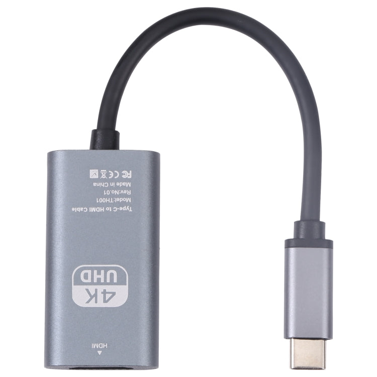 TH001 USB-C / Type-C Male to HDTV Female 4K UHD Adapter(Grey)