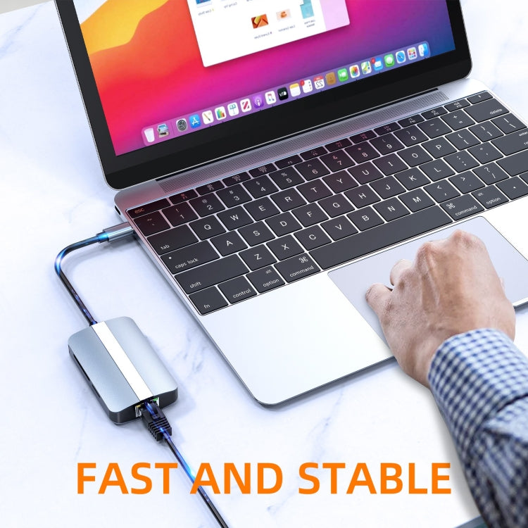 BYL-2112 5 in 1 USB-C / Type-C to USB Multifunctional Docking Station HUB Adapter, BYL-2112