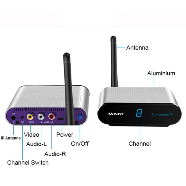 Measy AV220 2.4GHz Wireless Audio / Video Transmitter and Receiver, Transmission Distance: 200m, UK Plug, AV220 Silver