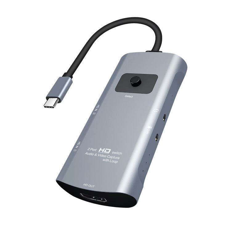 Z54A HDMI Output + 2 x HDMI Input + Mic + Audio to Type-C Video Capture Switcher with Loop, Z54A