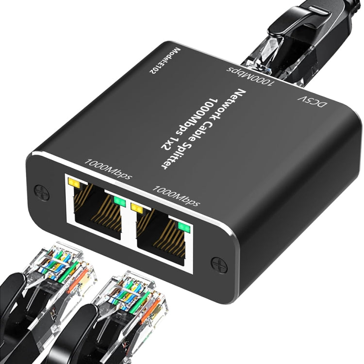 KC-E102 1000M LAN 1 to 2 RJ45 Splitter Adapter Ethernet Network Female Connector, KC-E102