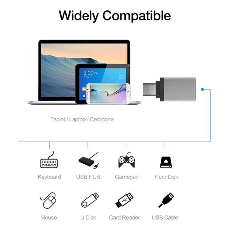 Aluminum Alloy USB-C / Type-C 3.1 Male to USB 3.0 Female Data / Charger Adapter