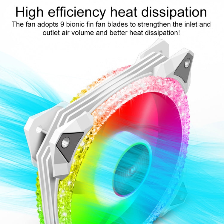 COOLMOON AS2 PWM Controlled Cooling Fan 12CM Dual-aperture Computer Water Cooling ARGB Chassis Fan (White)