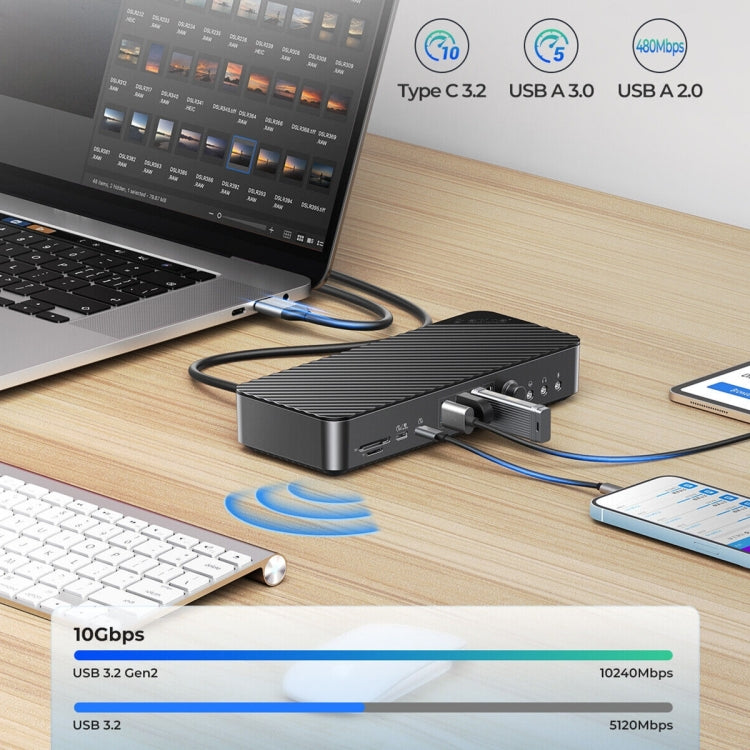 ORICO DKA20-BK-BP 10Gbps 20 in 1 Type-C 3.0 HUB Docking Station (UK Plug)