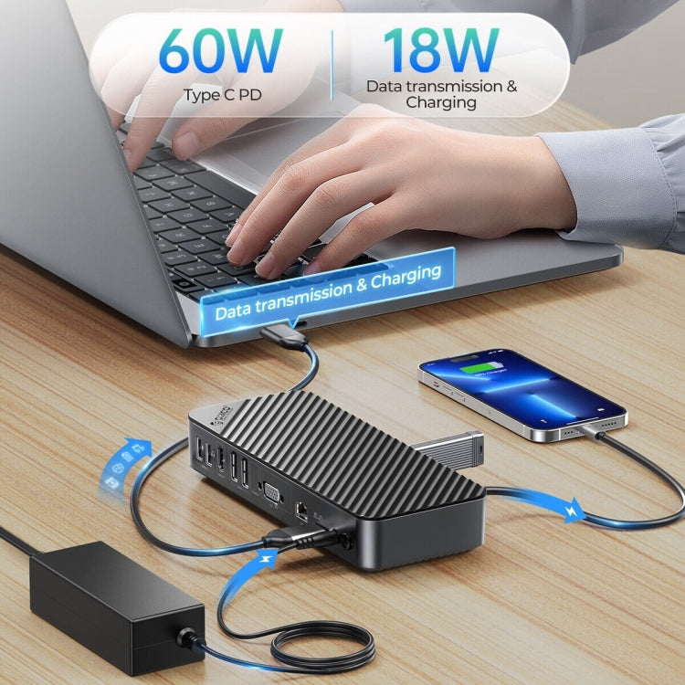 ORICO DKA20-BK-BP 10Gbps 20 in 1 Type-C 3.0 HUB Docking Station (UK Plug)