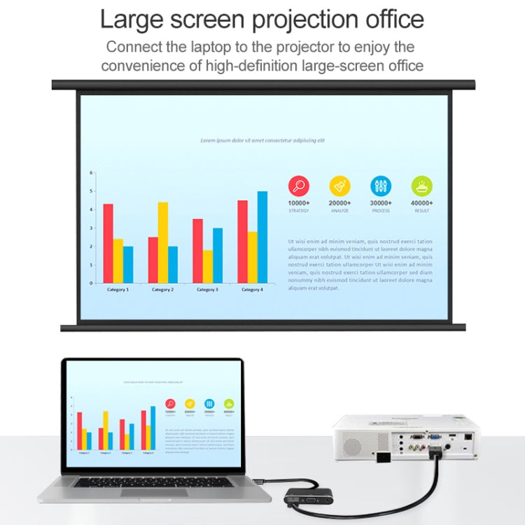 V83 USB-C / Type-C to 4K HDMI / VGA + 3.5mm Audio + USB Multi-function Adapter