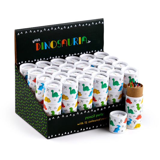 Dinosauria Jr Pencil Pot with 12 Colouring Pencils