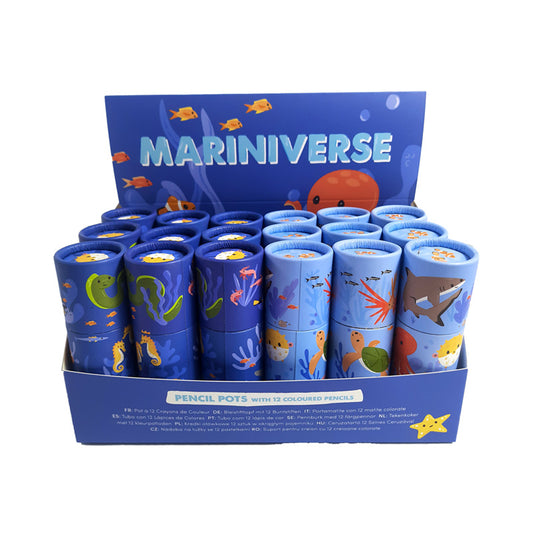 Mariniverse Pencil Pot with 12 Colouring Pencils