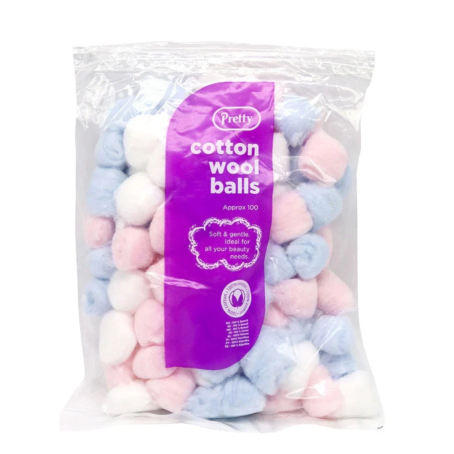 Pretty Cotton Wool Balls Soft & Absorbent for Gentle Skincare & Makeup Removal 100 pcs