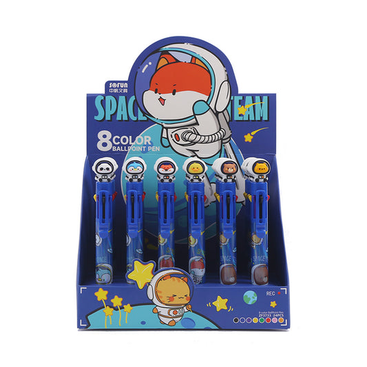 Space Team Multi Colour Pen with Topper (8 Colours)