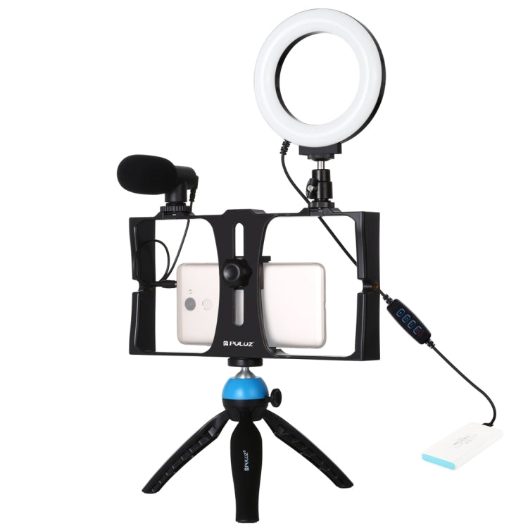 PULUZ 4-in-1 Smartphone Vlogging Kit – LED Ring Light, Microphone & Tripod