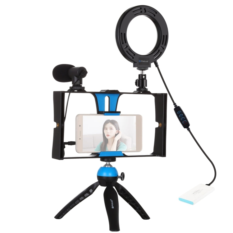PULUZ 4-in-1 Smartphone Vlogging Kit – LED Ring Light, Microphone & Tripod