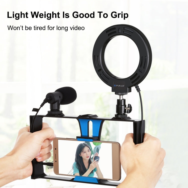 PULUZ 4-in-1 Smartphone Vlogging Kit – LED Ring Light, Microphone & Tripod