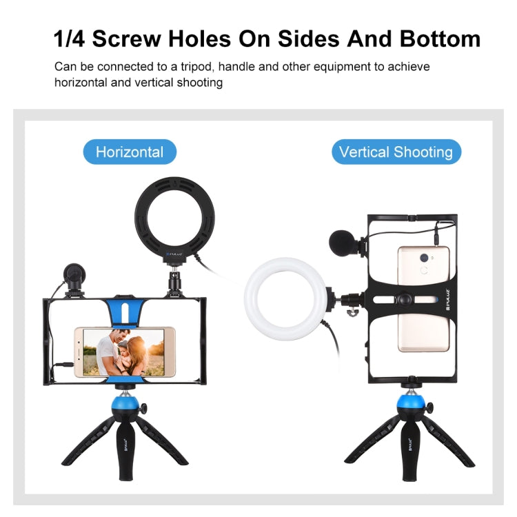 PULUZ 4-in-1 Smartphone Vlogging Kit – LED Ring Light, Microphone & Tripod