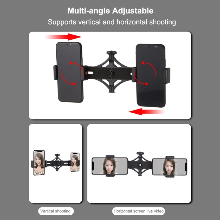 PULUZ 1.1m Tripod Mount + Live Broadcast Dual Phone Bracket + 6.2 inch 16cm LED Ring Vlogging Video Light Kits