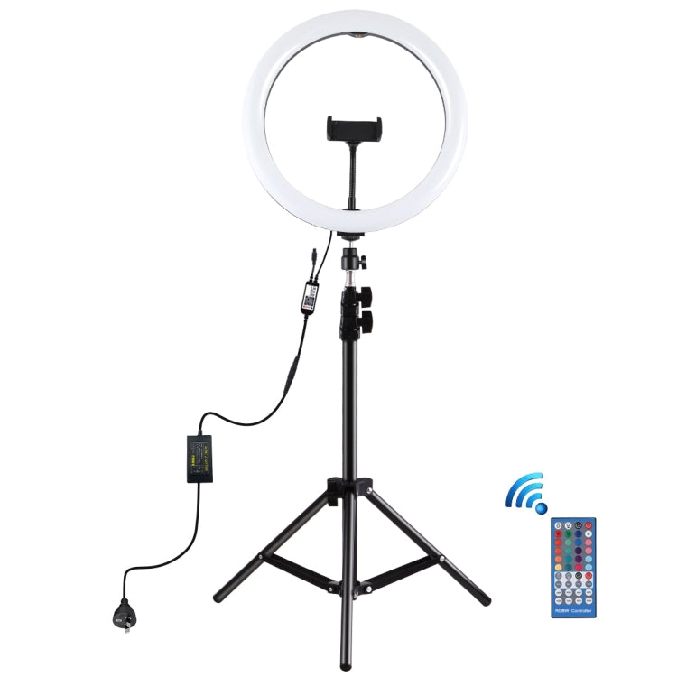 PULUZ 11.8 inch 30cm RGB Light 1.1m Tripod Mount Dimmable LED Ring Vlogging Selfie Photography Video Lights Live Broadcast Kits with Cold Shoe Tripod Ball Head & Phone Clamp, 11.8 inch RGB+Tripod(AU)