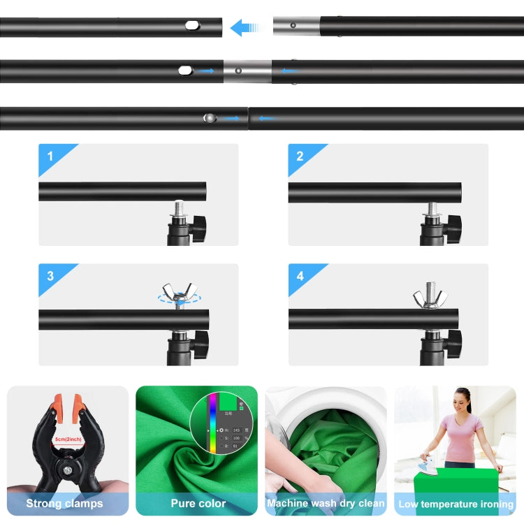 PULUZ LED Light Studio Softbox Photography Kit with Background & Reflective & Tripod Mount & Sandbags(EU Plug)