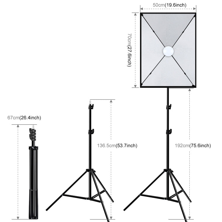 PULUZ Softbox Lighting Kit 2 PCS 50x70cm Professional Photo Studio Photography Light Equipment with 2 x E27 Socket Bulb Photography Lighting Kit, 2 PCS Single Bulb EU Plug, 2 PCS Single Bulb US Plug