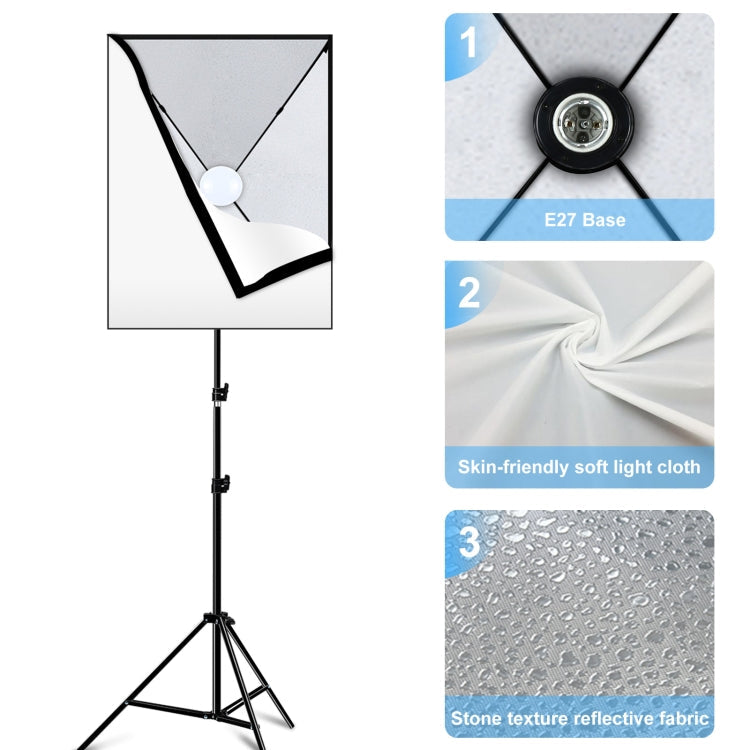 PULUZ Softbox Lighting Kit 2 PCS 50x70cm Professional Photo Studio Photography Light Equipment with 2 x E27 Socket Bulb Photography Lighting Kit(US Plug)