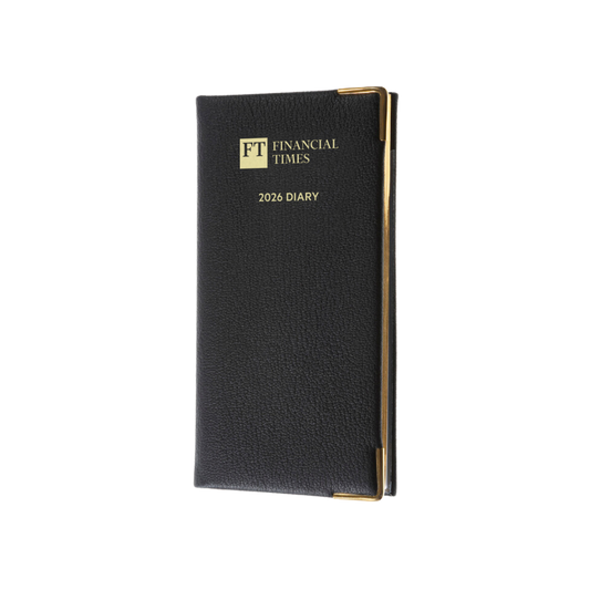 2026 Leather Portrait Pocket Diary - Week-to-View Planner- Black (PL-26)