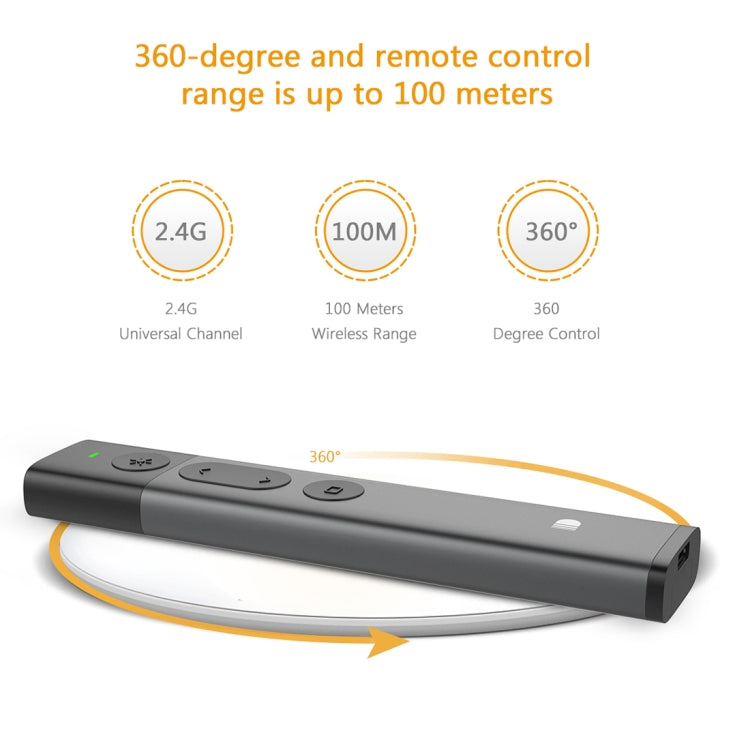 Doosl DSIT032 2.4GHz Wireless Presenter PowerPoint Clicker Representation Remote Control Green Laser Pointer, Control Distance: 100m